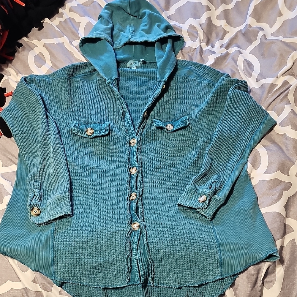 BKE Teal Hooded Shirt